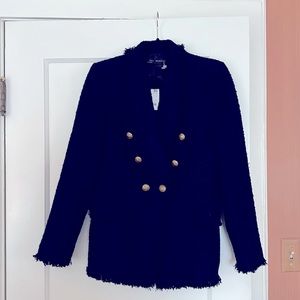 Zara tweed double breasted shawl collar blazer